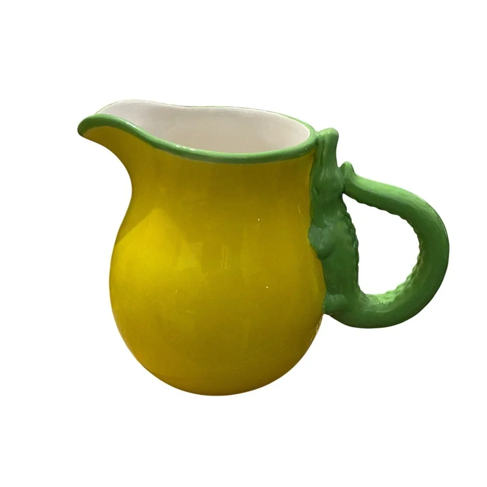 Boston Warehouse Alligator Handle Ceramic‎ Pitcher Yellow Green Crocodile 2008